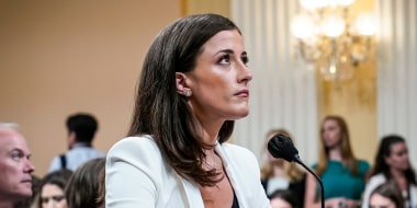 Image: Cassidy Hutchinson, former aide to Trump White House chief of staff Mark Meadows, listens as the House select committee investigating the Jan. 6 attack on the U.S. Capitol holds a hearing at the Capitol on June 28, 2022.