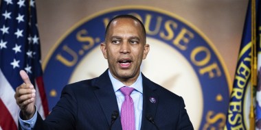 Image: Representative Hakeem Jeffries speaks to media during a post-caucus meeting press conferenc at the Capitol.
