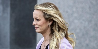 Stormy Daniels exits from Federal Court in New York on April 16, 2018.