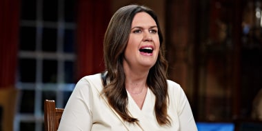 Sarah Huckabee Sanders, governor of Arkansas, delivers the Republican response to President Biden's State of the Union address in Little Rock, Arkansas, February 7, 2023.