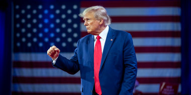 Former President Donald Trump departs after speaking at the Conservative Political Action Conference on March 4, 2023, at National Harbor in Oxon Hill, Md.