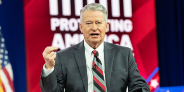 Idaho Gov. Brad Little speaks at the Conservative Political Action Conference on March 3, 2023.