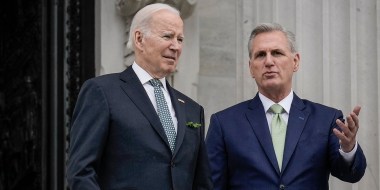 President Joe Biden and Speaker of the House Kevin McCarthy leave the Capitol