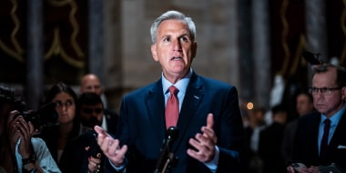 House Speaker Kevin McCarthy speaks about the debt ceiling negotiations on Capitol Hill on May 24, 2023. 