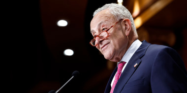 WASHINGTON, DC - JUNE 01: U.S. Senate Majority Leader Chuck Schumer (D-NY) speaks to reporters in a press conference after final passage of the Fiscal Responsibility Act at the U.S. Capitol Building on June 01, 2023 in Washington, DC. The legislation passed in the Senate with a bipartisan vote of 63-36, raising the debt ceiling until 2025 and avoiding a federal default.