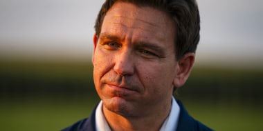 Gov. of Florida, Ron DeSantis and 2024 Republican presidential candidate, during a campaign stop at the Field of Dreams in Dyersville, Iowa on Aug. 24, 2023.