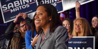 Sabina Matos during an election night gathering in Providence, R.I.
