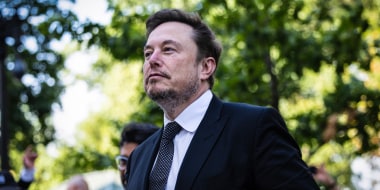 Elon Musk arrives outside the Russel Senate Office Building on Capitol Hill on Sept. 13, 2023.