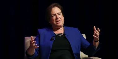 Elena Kagan speaks during a discussion at the George Washington University Law School.