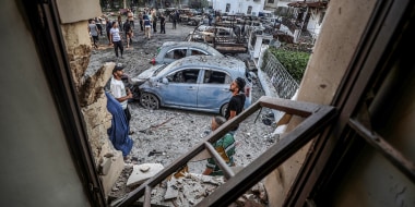 Al-Ahli hospital after it was hit in Gaza City. destruction rubble