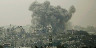 Smoke over Beit Hanoun in the Gaza Strip from an Israeli strike on Oct. 27, 2023.