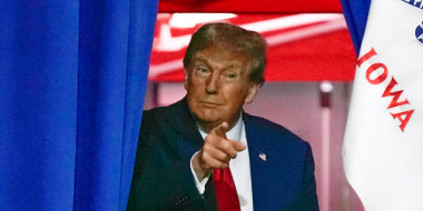 Former President Donald Trump speaks in Fort Dodge, Iowa, on Nov. 18, 2023.