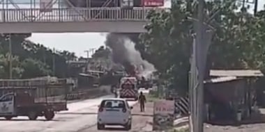 Imagen de uno de los bloqueos de calles en Culiacán, Sinaloa, México, el 29 de agosto de 2024.