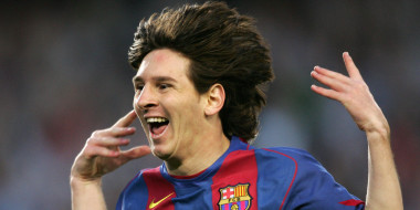 FC Barcelona's Argentinian Messi celebra