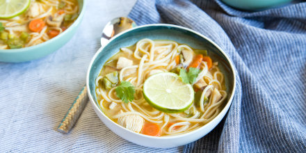 Coconut curry soup with chicken and noodles
