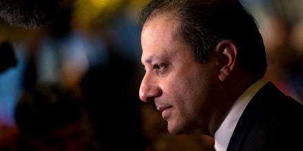 Image: Preet Bharara speaks to reporters at Trump Tower in New York on Nov. 30, 2016.