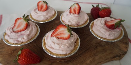 Make mini, no-bake strawberry cheesecakes for a perfect spring or summer dessert.