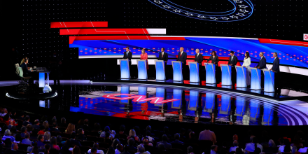 Image: Democratic 2020 U.S. presidential candidates pose together before the start of the second night of the second U.S. 2020 presidential Democratic candidates debate