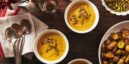 Roasted butternut and leek soup with cumin and coriander
