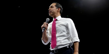 Image: Julian Castro speaks in Des Moines, Iowa, on Nov. 1, 2019.
