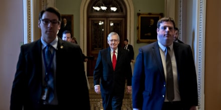 Senate Majority Leader Mitch McConnell arrives to the Capitol on Jan. 21, 2020.