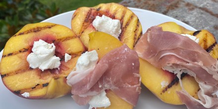 Grilled Peaches with Goat Cheese and Prosciutto