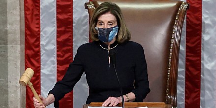 Image: House Speaker Nancy Pelosi presides over the vote to impeach President Donald Trump