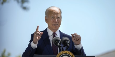 Image: President Joe Biden speaks about updated CDC mask guidance on the North Lawn of the White House