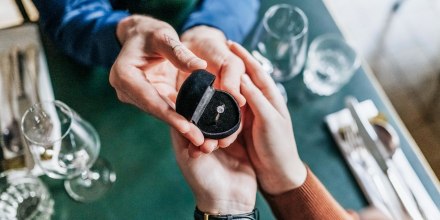 Aerial View Of Man Presenting Girlfriend With Engagement Ring. The best unique engagement rings and wedding rings include diamond engagement rings, pearl engagement rings, moissanite engagement rings and more.