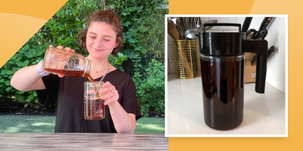 Image of Editor Zoe Malin pouring ice coffee into a glass outside and a cold brew maker from Amazon. Here are the best cold brew coffee makers to try in 2021. Shop cold brew coffee makers from Ninja, KitchenAid, OXO and more to make your own at home.