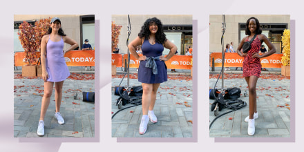 Three Woman on broadcast showing off different styles of exercise dresses