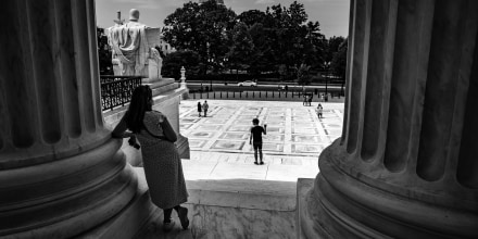Image: Visitors outside Supreme Court