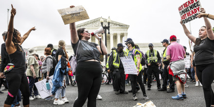 Abortion rights advocates protest outside the Supreme Court