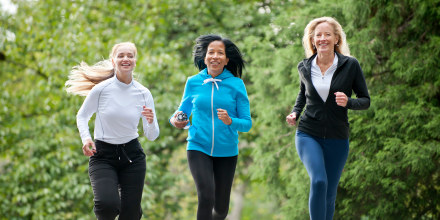 Older women running in park