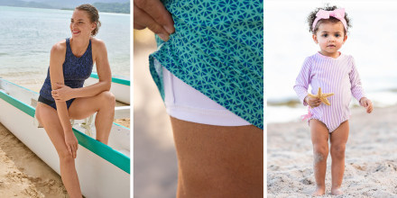 Three images of different swimsuits to protect you from the sun