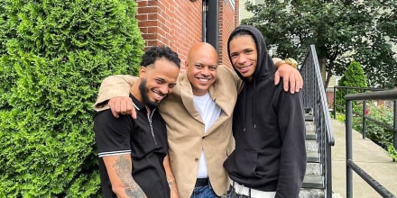 Jon-Adrian Velazquez with his sons, Jon and Jacob, after his release.