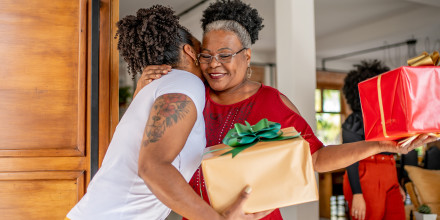 Happy Mother and Daughter at Christmas