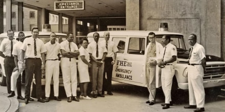 Freedom House Ambulance Service first day, Presbyterian University Hospital, Pittsburgh, c. June 16, 1968.