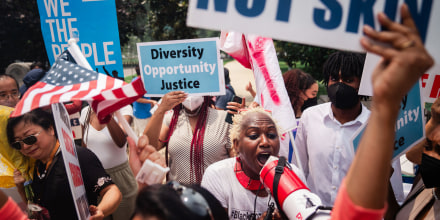 Affirmative Action supporters protest at the Supreme Court