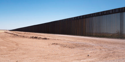 The border wall stretches along the U.S.-Mexico border on the Johnson Ranch near  Columbus, N.M. on April 12, 2021.