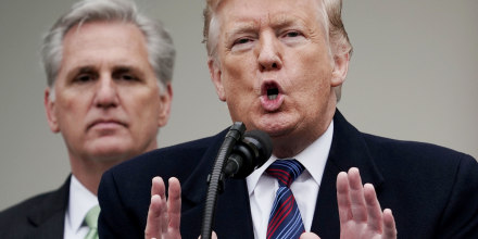 Donald Trump speaks as he joined by House Minority Leader Rep. Kevin McCarthy in the Rose Garden of the White House on January 4, 2019 in Washington, D.C.