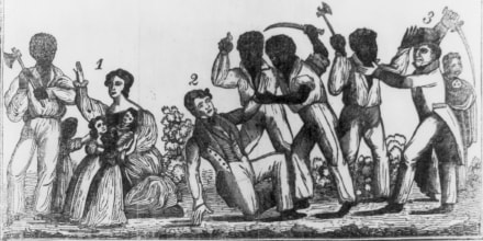 An illustration depicting Nat Turner’s Rebellion in Southampton County, Va., on Aug. 21, 1831.