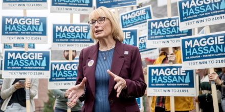 Senator Maggie Hassan Casts Here Vote On New Hampshire Primary Election Day