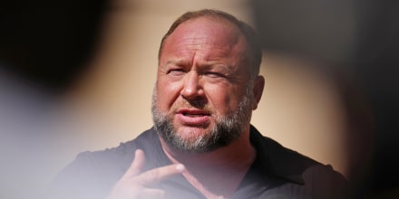 Image: Alex Jones Speaks To The Media Outside The Sandy Hook Trial In Waterbury, Connecticut