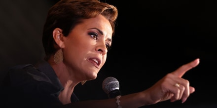 Kari Lake speaks at a campaign rally on Nov. 5 in Queen Creek, Ariz.