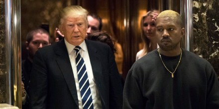 President-elect Donald Trump and Kanye West exit an elevator and walk into the lobby at Trump Tower, December 13, 2016 in New York City. President-elect Donald Trump and his transition team are in the process of filling cabinet and other high level positions for the new administration.