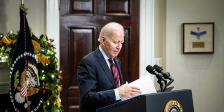 Image: President Joe Biden speaks in the Roosevelt Room of the White House on Dec. 2, 2022.