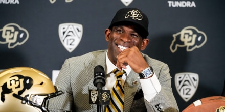 Image: Deion Sanders speaks after being introduced as the new head football coach at the University of Colorado on Dec. 4, 2022, in Boulder, Colo. 