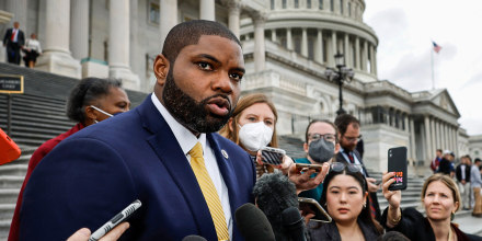 Image: Rep.- elect Byron Donalds, R-Fla., speaks to the media during the second day of elections for Speaker of the House outside the Capitol Building on Jan. 4, 2023.