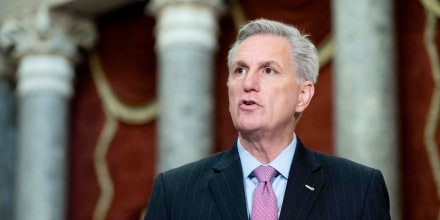 Speaker of the House Kevin McCarthy holds a press conference in Statuary Hall at the Capitol in Washington, DC on January 12.